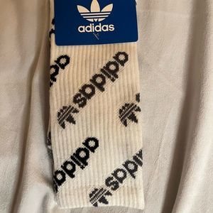 Adidas, Original Mens Repeat White Crew Socks, Size 6 -12, L